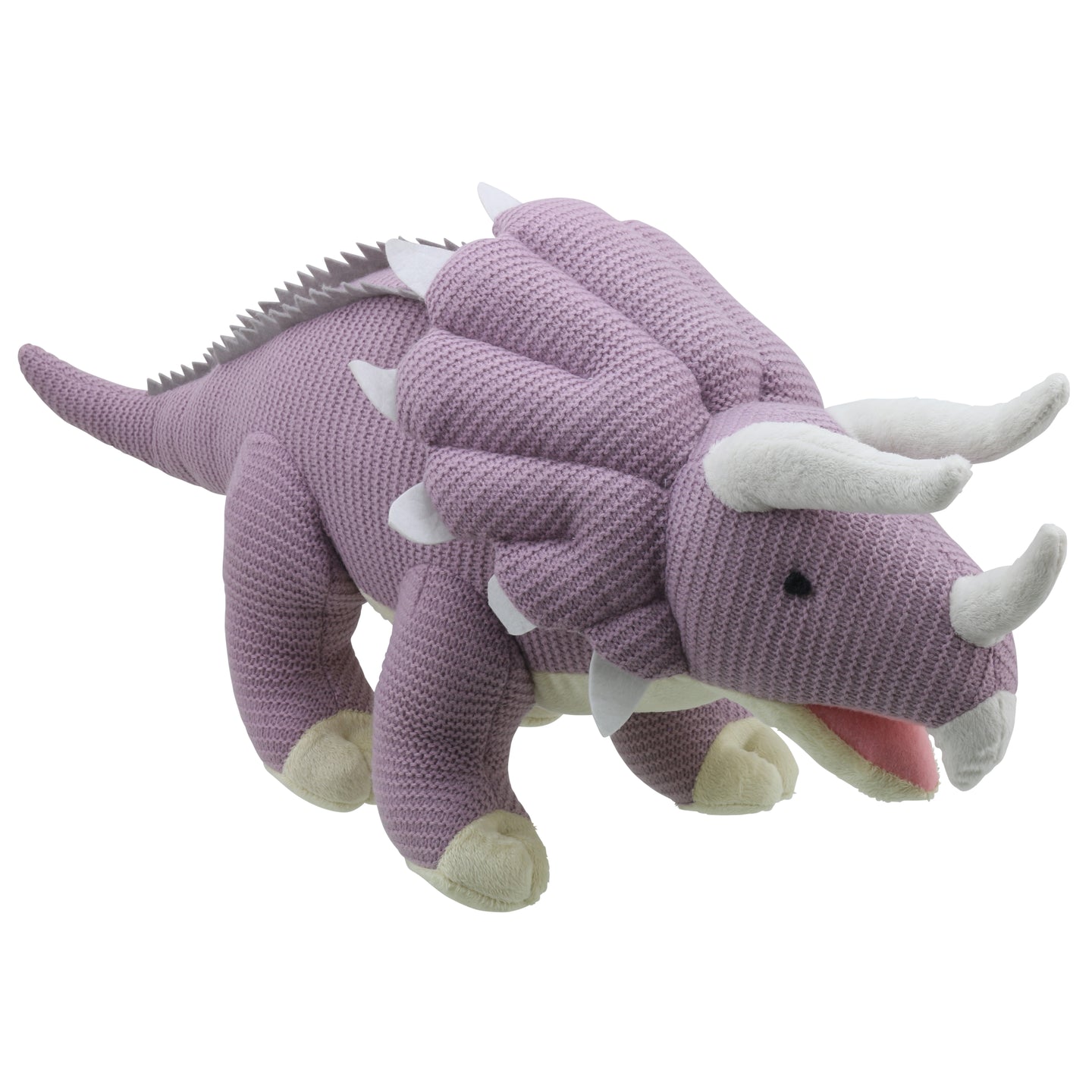 Extra large Lilac Knitted Triceratops Dinosaur by Wilberry